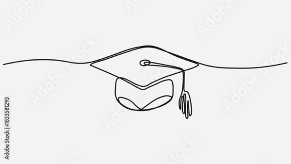 Obraz hand drawn line art vector illustration of graduation hat, graduation line art style vector illustration