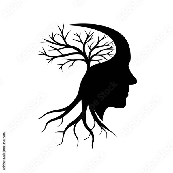 Obraz Head with roots.vector illustration 

