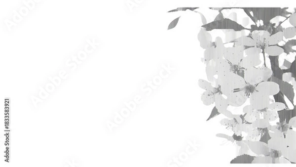 Fototapeta Vector illustration of delicate spring apple blossoms blooming on a branch on transparent background