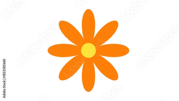 Fototapeta Vector illustration of a stylized orange daisy flower with a yellow center on transparent background