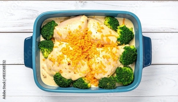 Obraz Baked chicken with broccoli dish