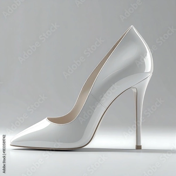 Obraz White high-heeled pump, studio shot