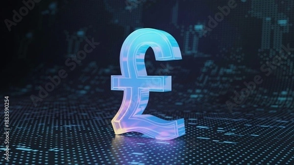 Obraz Stylish pound symbol glows, representing digital currency in modern technology
