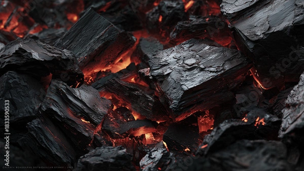 Fototapeta 鍛冶炉のような高温の熾火と力強い炎の質感を描いた表現