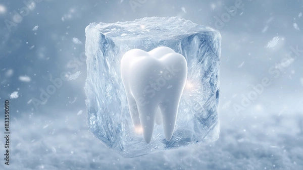 Fototapeta 白い歯が氷の中でひんやりと輝くイメージ