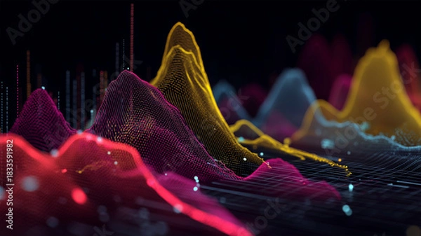 Fototapeta 金融指標が波打つように変動するダイナミックな価格曲線