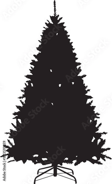 Fototapeta Striking Black Artificial Christmas Tree on White Background
