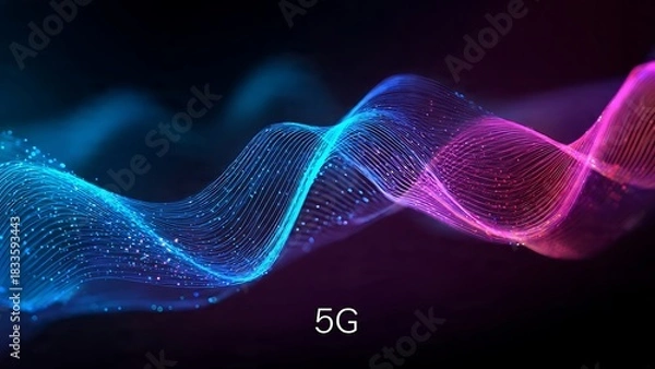 Fototapeta Abstract Communication Waves Background for Network Technology Visualizations