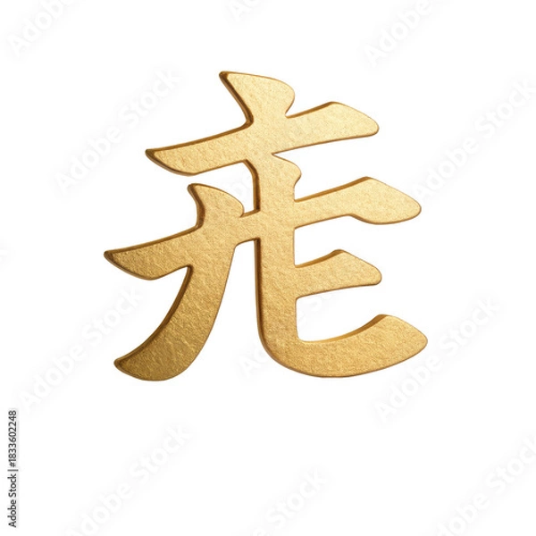 Obraz Golden Chinese character symbolizing prosperity and wealth on a white background