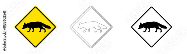 Obraz Fox crossing traffic sign in vector format