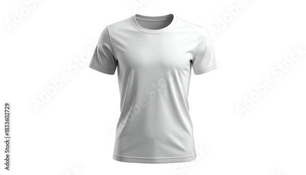 Fototapeta Front view of a white, blank, crewneck t-shirt isolated on a black background