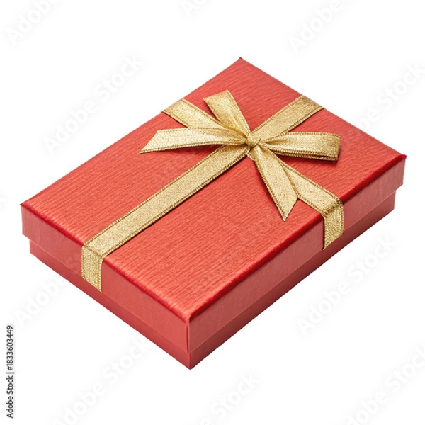 Obraz Red gift box with golden ribbon, perfect for celebrations and special occasions