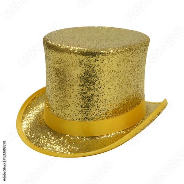 Fototapeta Sparkling gold sequin top hat isolated on transparent background