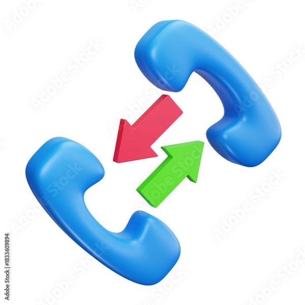 Fototapeta 3D Incoming Outgoing Phone Call Icon