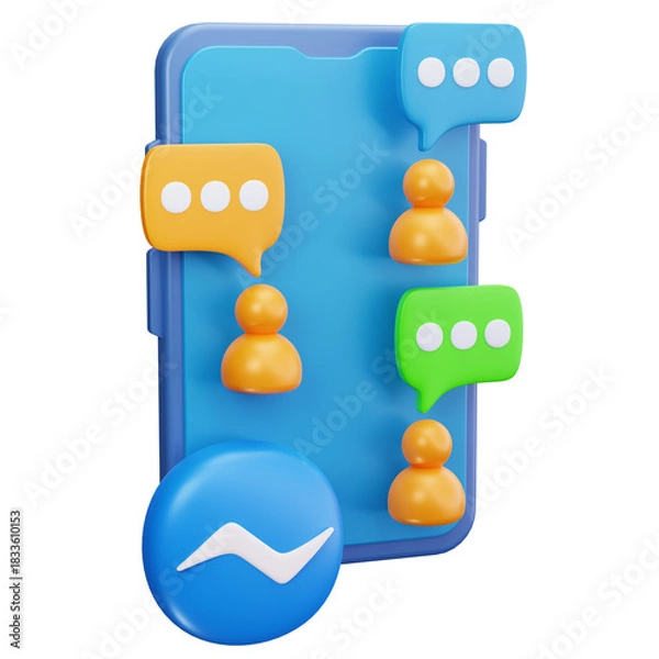 Fototapeta 3D Mobile Chat Messaging Application Icon