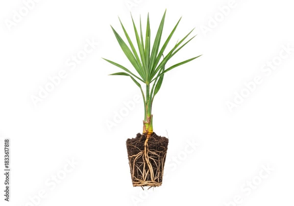 Fototapeta Young Plant Growing in Soil with Roots 1.