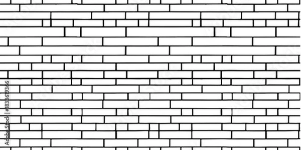 Fototapeta brick wall vector, seamless pattern drawing. random brick. texture interior background line art. set of graphics elements drawing for architecture and landscape design. cad pattern 