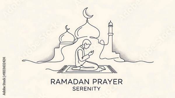 Fototapeta Ramadan prayer in minimalist style evokes peace and devotion during holy month
