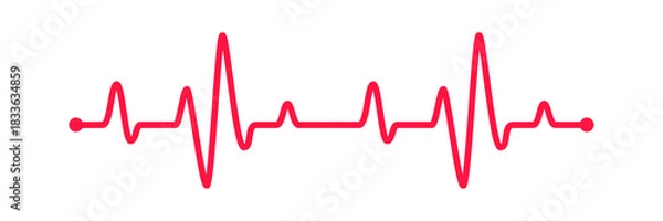 Obraz Red Heartbeat Chart ECG Graph Medical Diagnosis on Transparent Background