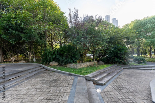 Obraz spring park and modern city