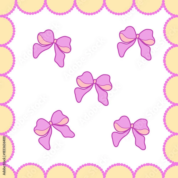 Obraz Set of pink ribbon bows in a decorative vector design