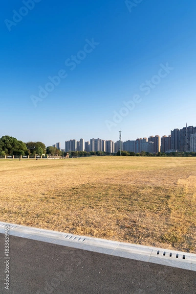 Obraz spring park and modern city