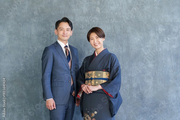 Fototapeta お見合いする30代男女（着物・スーツ・夫婦・カップル）