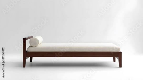 Fototapeta A minimalist, modern chaise lounge with a sleek wooden frame