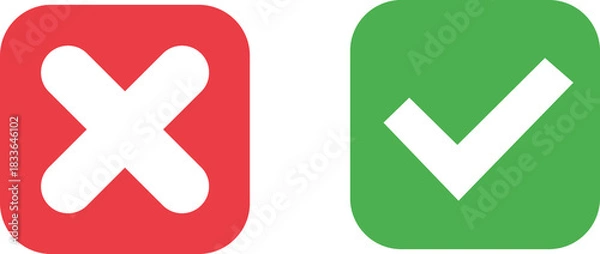 Fototapeta Red cross and green check mark isolated on white isolated on transparent background