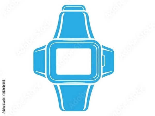 Fototapeta Blue icon of a square smartwatch isolated on white background