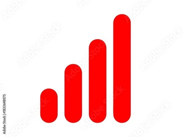 Fototapeta Red signal strength bar icon isolated on white background