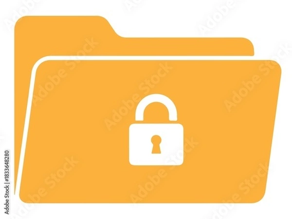 Fototapeta Orange folder icon with white padlock for security