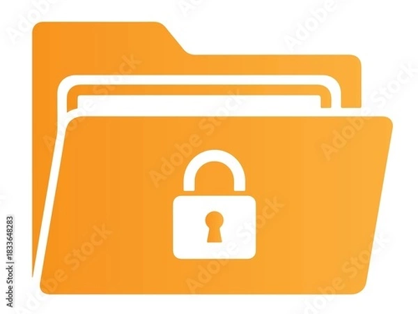 Fototapeta Orange folder icon with white padlock for security