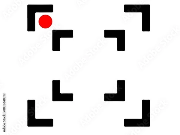 Fototapeta Focus target symbol with red dot isolated on white background