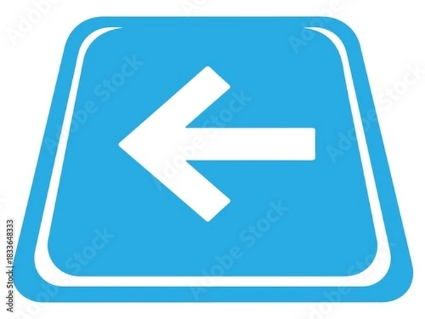 Fototapeta Blue button with white left arrow icon isolated on white