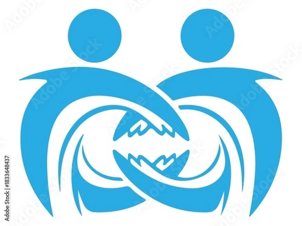 Fototapeta Two abstract human figures forming a linked embrace