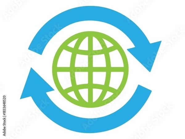 Fototapeta Global network refresh or international business cycle icon