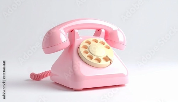 Obraz A classic red rotary telephone, a vintage communication object for making an old-fashioned call