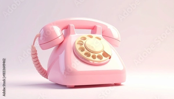 Obraz Classic red rotary telephone object with a vintage reminder note for antique communication