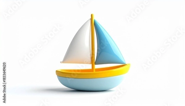 Obraz Isolated nautical transport vessel illustration of a simple sailing boat icon on a white background for travel and summer design