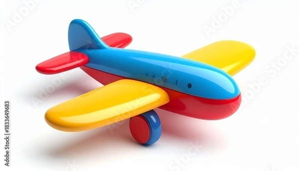 Obraz 3d icon plastic toy airplane object isolated on white