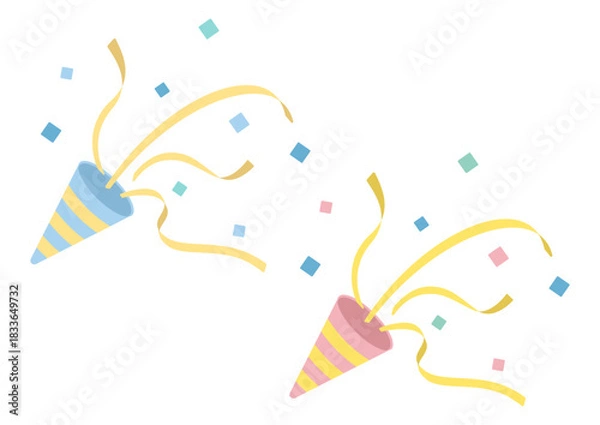 Fototapeta パーティーや誕生日に使えるカラフルなクラッカー/青とピンクの2色セット