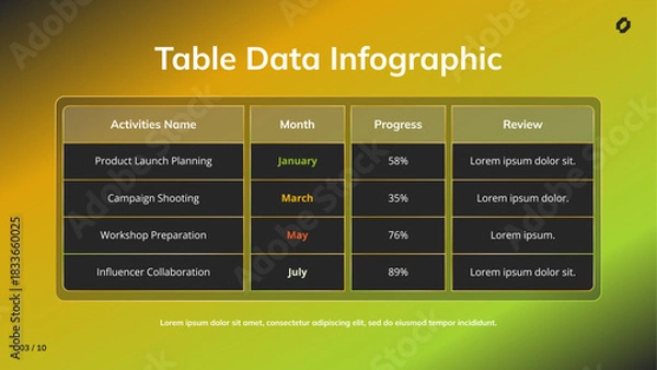 Fototapeta table data infographic