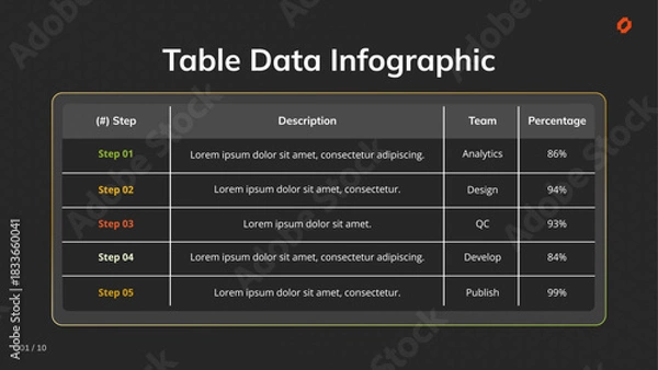 Fototapeta table data infographic