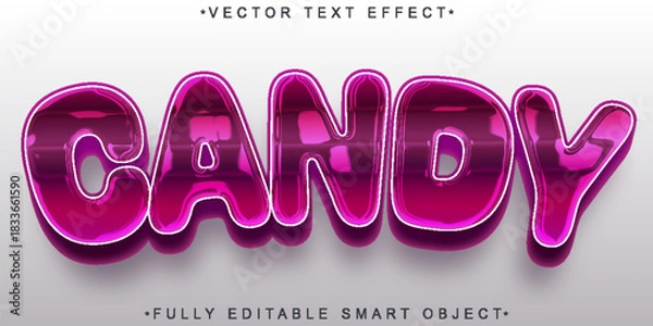 Obraz  Cute Pink Candy Vector Fully Editable Smart Object Text Effect