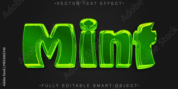 Obraz  Mint Herb Leaf Vector Fully Editable Smart Object Text Effect