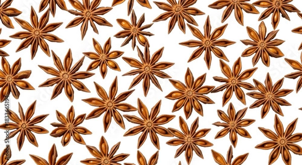 Obraz Star anise spice full frame background isolated PNG with Transparent Background