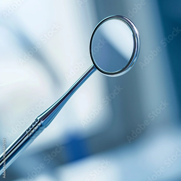 Obraz Dental mirror tool in clinical setting with soft focus