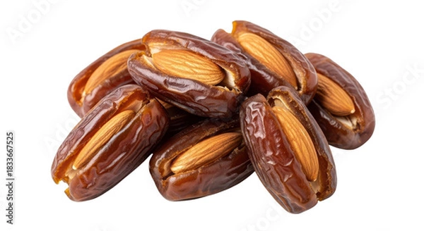 Obraz Fresh dates filled with almonds isolated PNG with Transparent Background