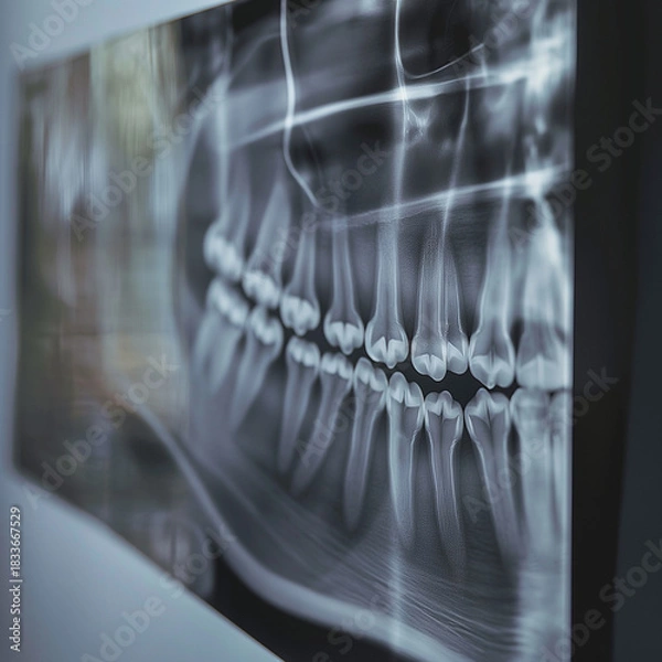 Obraz Side view of dental X-ray image on display screen